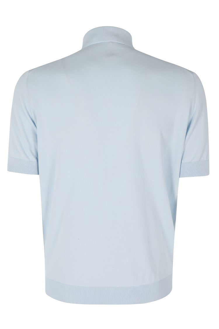 Filippo De Laurentiis Heavenly Micro-Braid Ribbed-Trim Cotton Polo Shirt