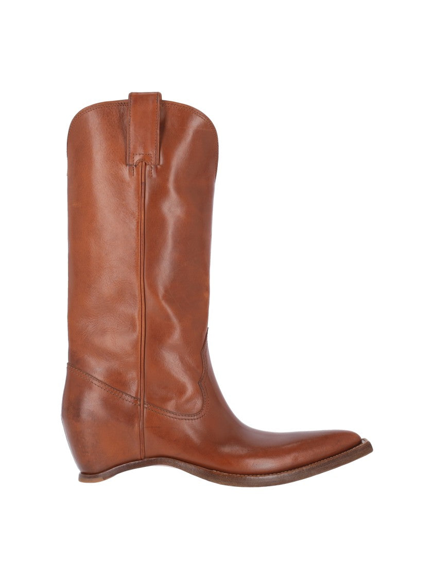 Maison Margiela Heel-Less Square Toe Calf Leather Boots