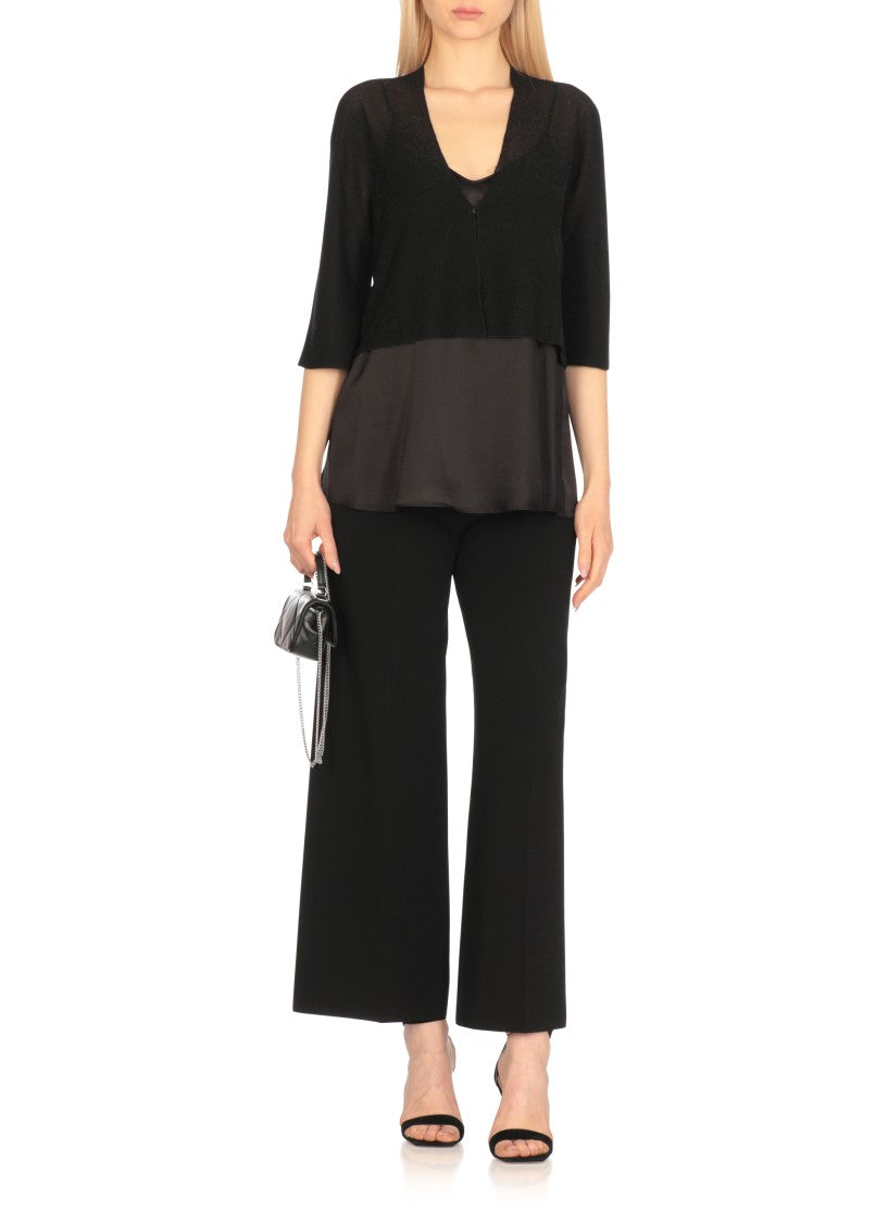 D. Exterior Black Viscose Cardigan