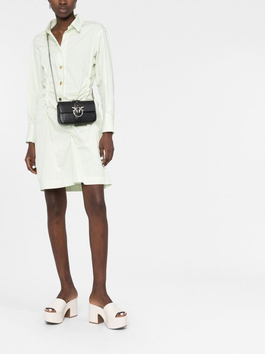 Pinko Black Calf Leather Logo Clutch
