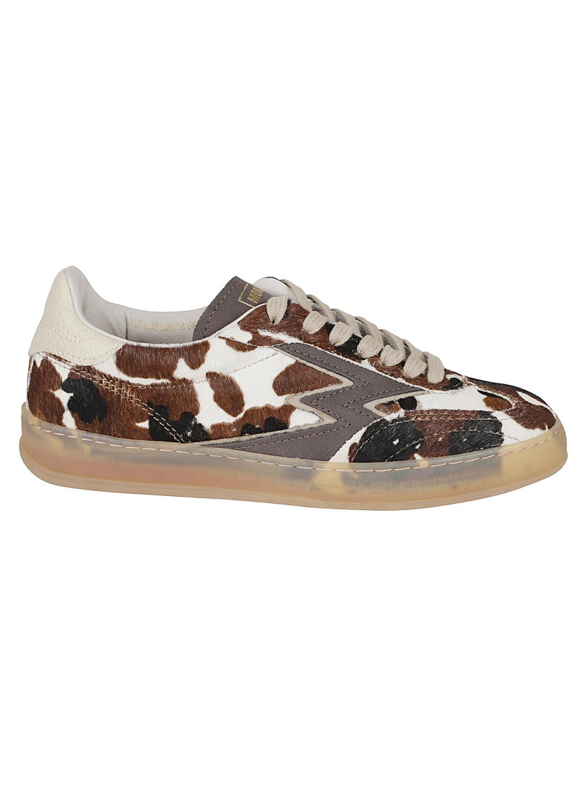 Moa Concept Animal Print Low-Top Sneakers With Textured Leather Detail