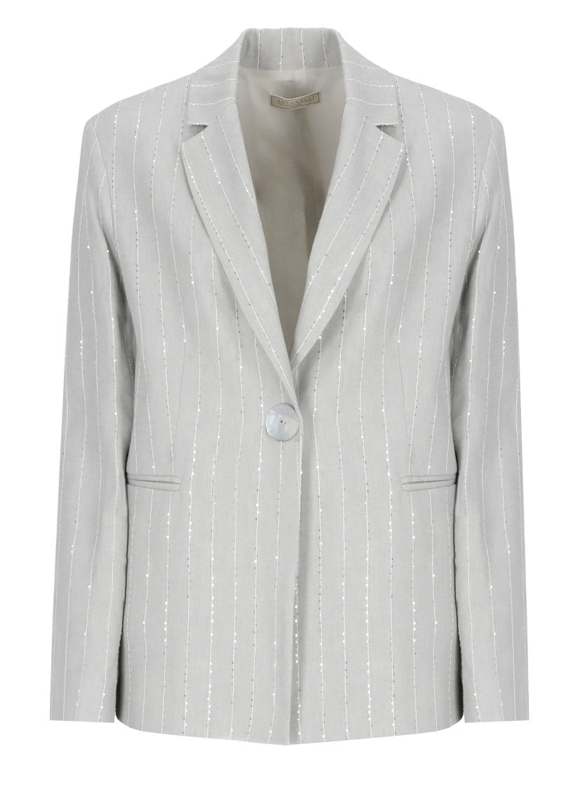 Antonelli Grey Viscose And Linen Gaia Jacket