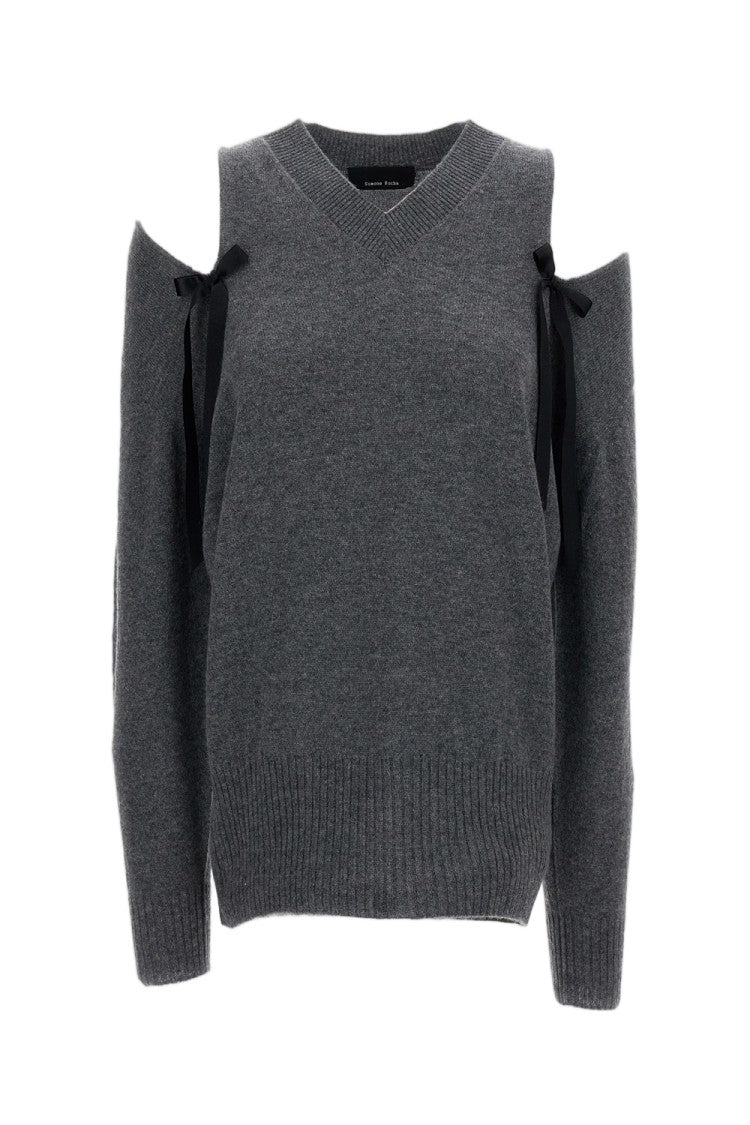 Simone Rocha Cashmere Knit Jumper With Bow-Embellished Cut-Out Shoulders
