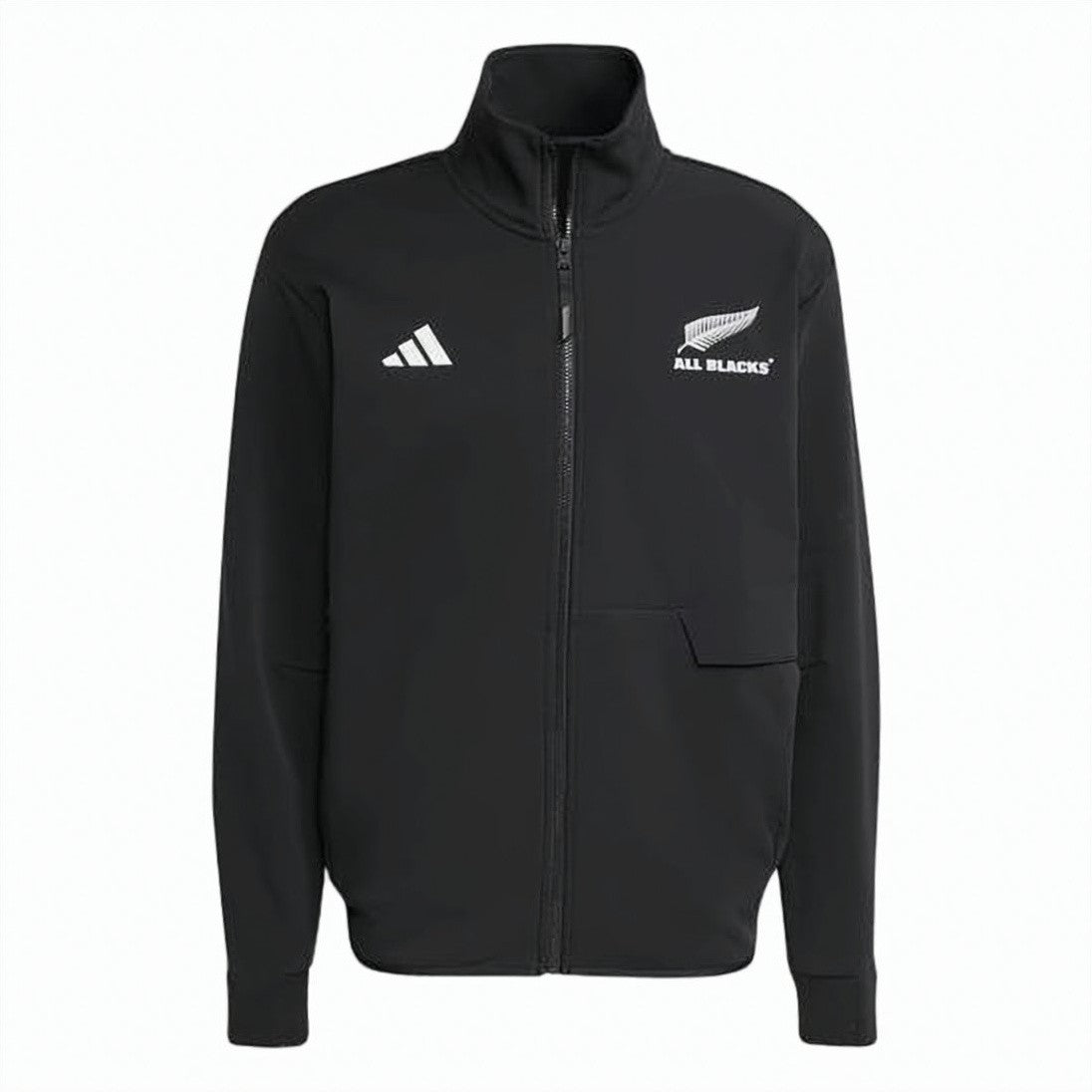 Adidas Solid Black Jacket With High Collar