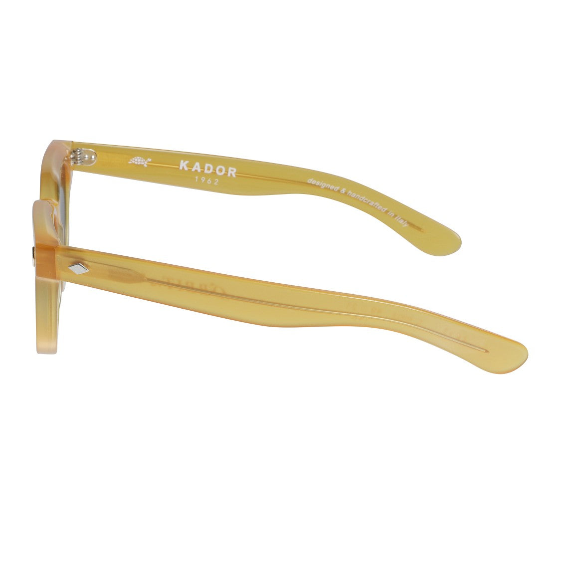 Kador Orbit Translucent Amber-Yellow Square Frame Sunglasses With Metallic Accents
