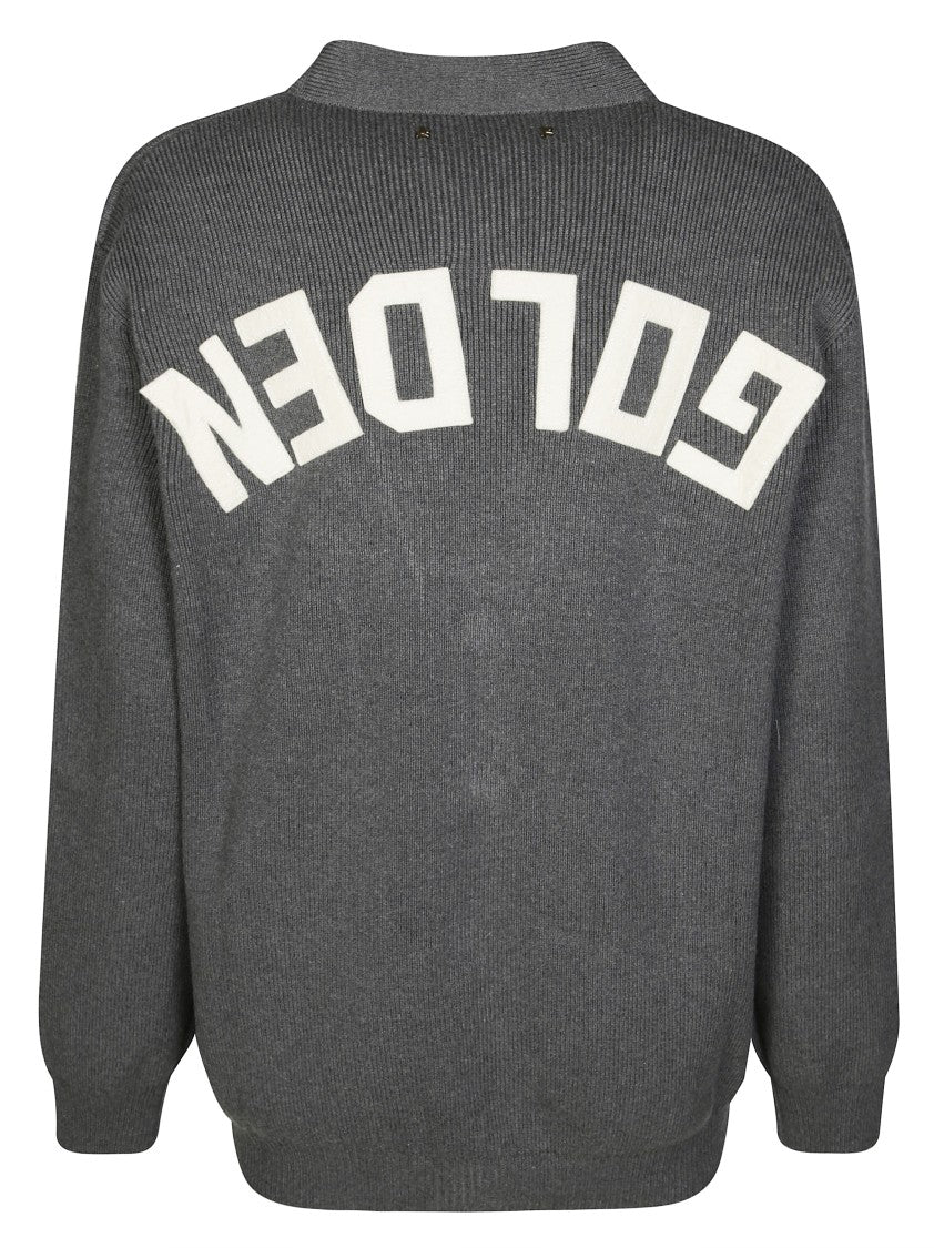 Golden Goose Ribbed Knit Cardigan With Bold Logo