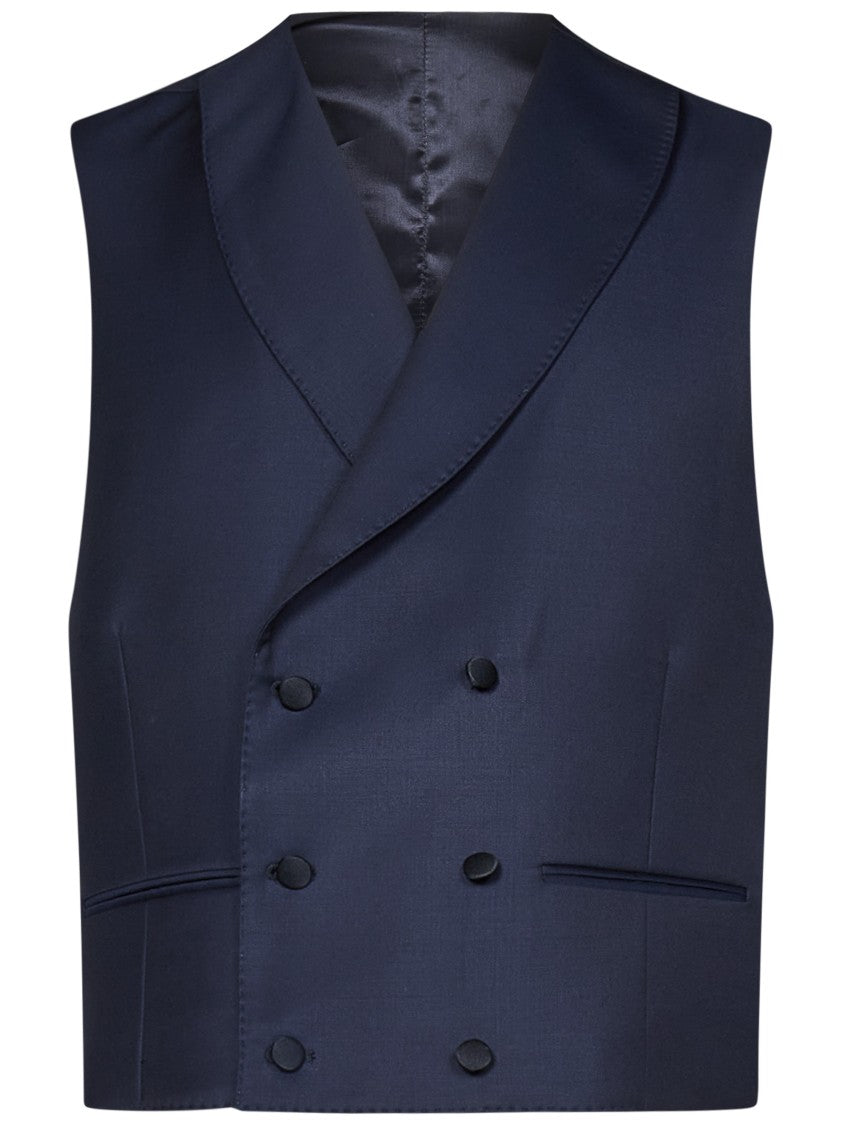Franzese Collection Three-Piece Tailored Tuxedo Suit In Blue