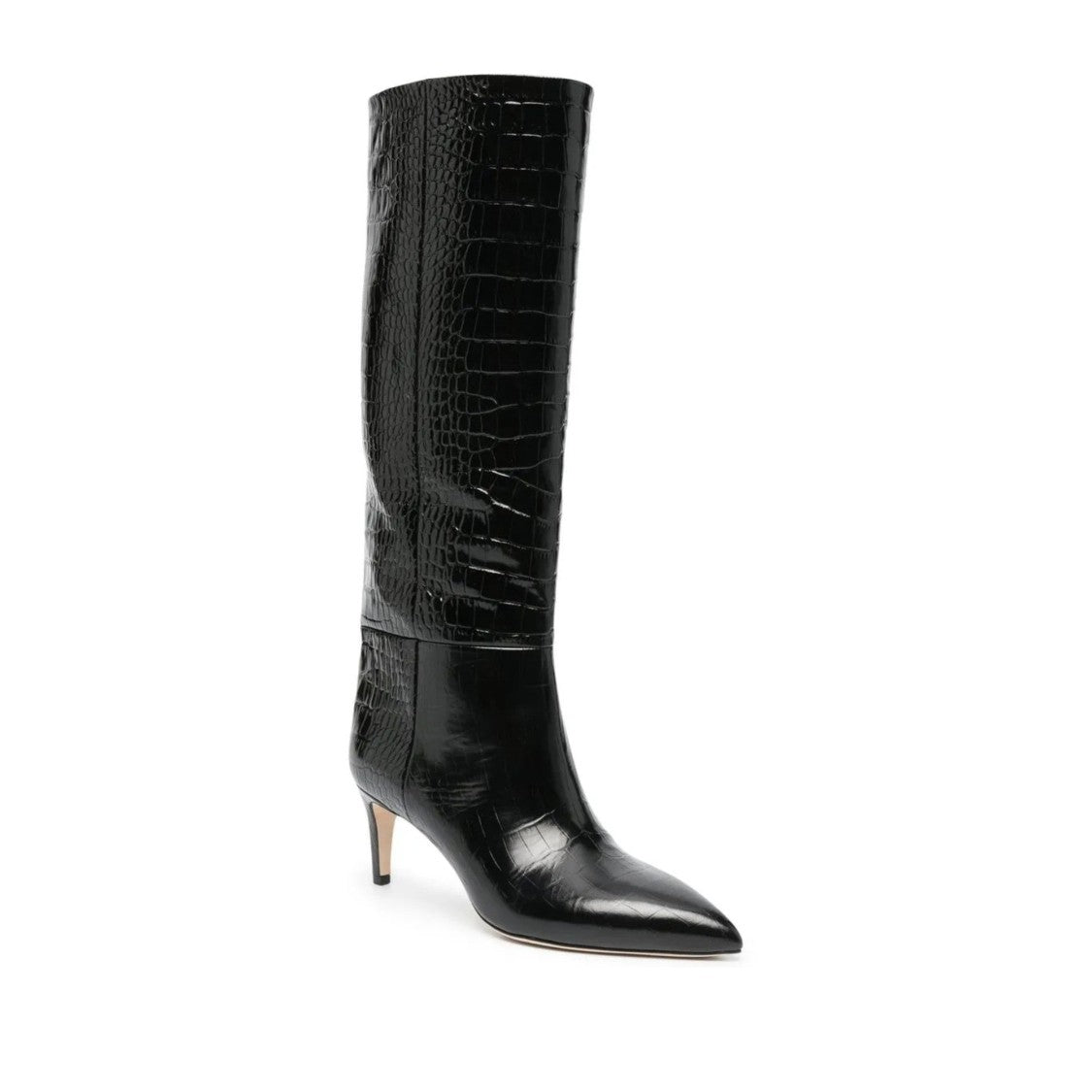 Paris Texas Brown Calf Leather Crocodile Mid-Calf Boots