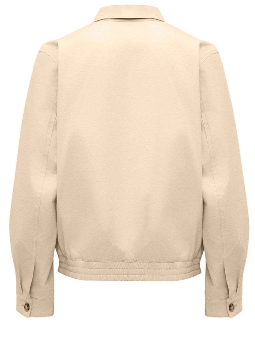 Hugo Boss Beige Stretch Cotton Jacket With Classic Collar And Adjustable Cuffs