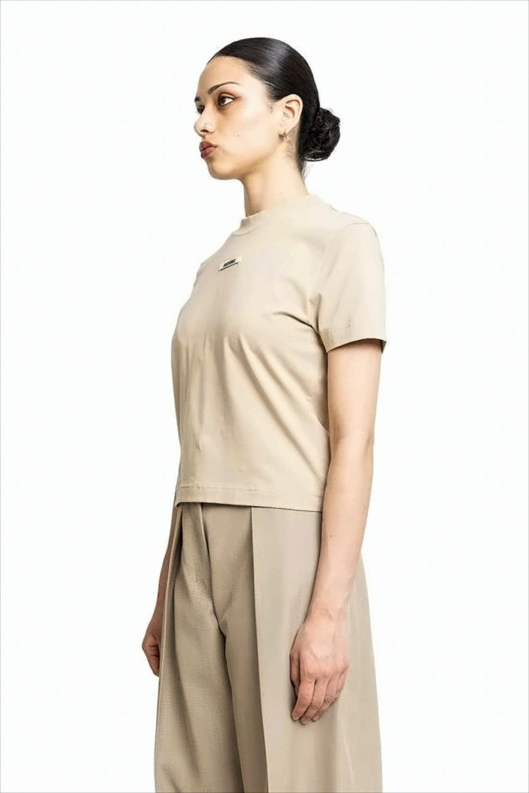 Jacquemus Cropped Minimalist Top With Round Neckline