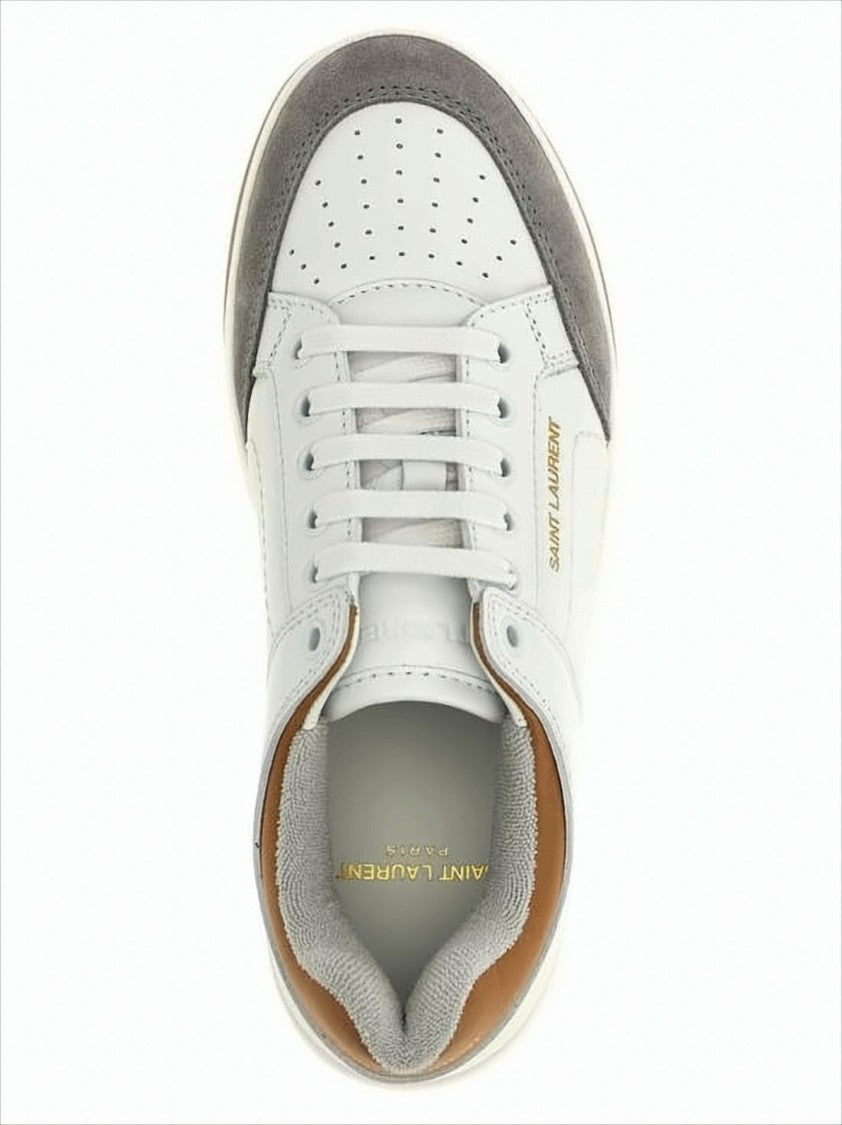 Saint Laurent Perforated White Calf Leather Sneakers
