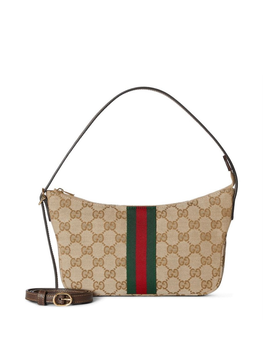 Gucci Sand Lunetta Gg Canvas Web Crossbody Bag