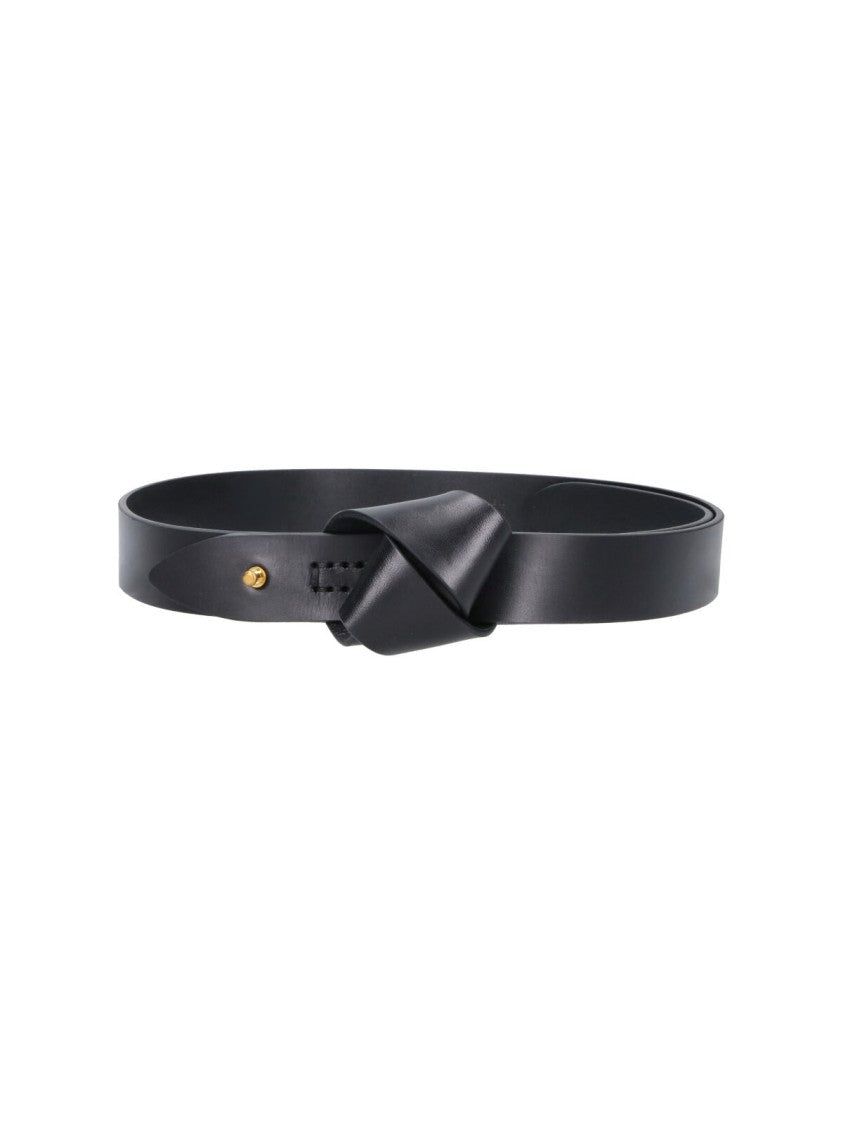 Isabel Marant Lassio Front Knot Adjustable Black Leather Belt