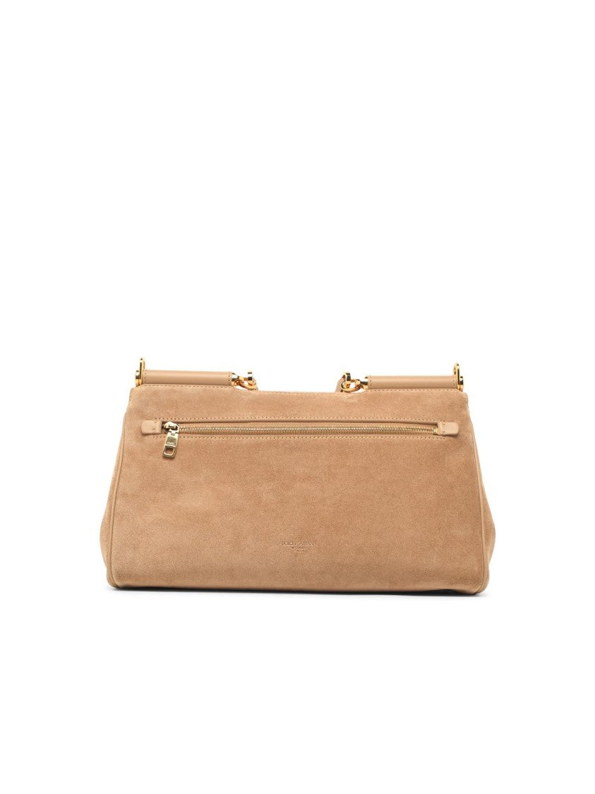 Dolce & Gabbana Beige My Sicily Suede Shoulder Bag