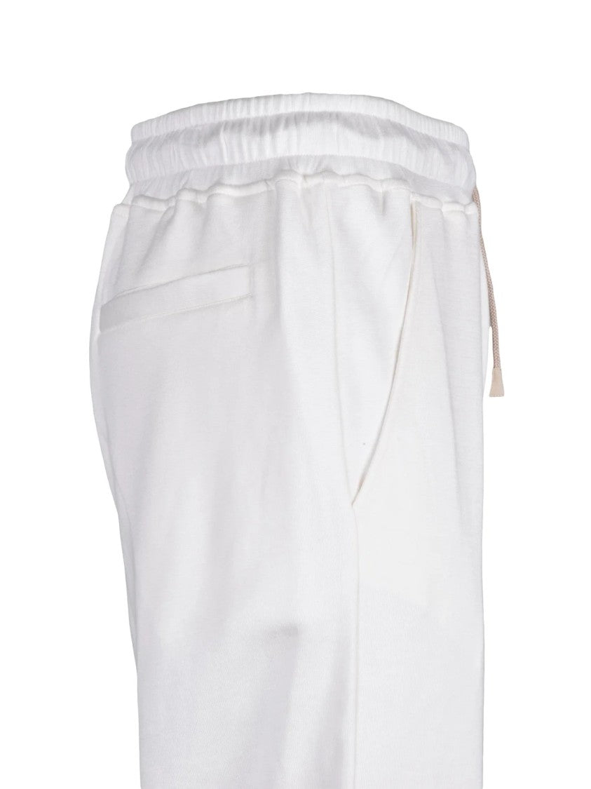 Eleventy Relaxed Fit Cotton Trousers With Elastic Waistband