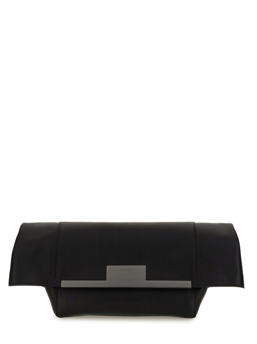 Max Mara Medium Brown Calf Leather Clutch With Flap Closure