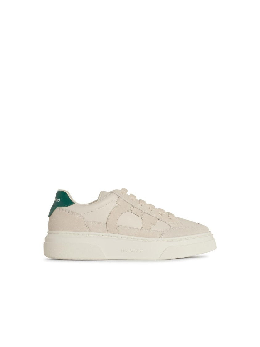 Salvatore Ferragamo Cassina' White Leather Sneakers
