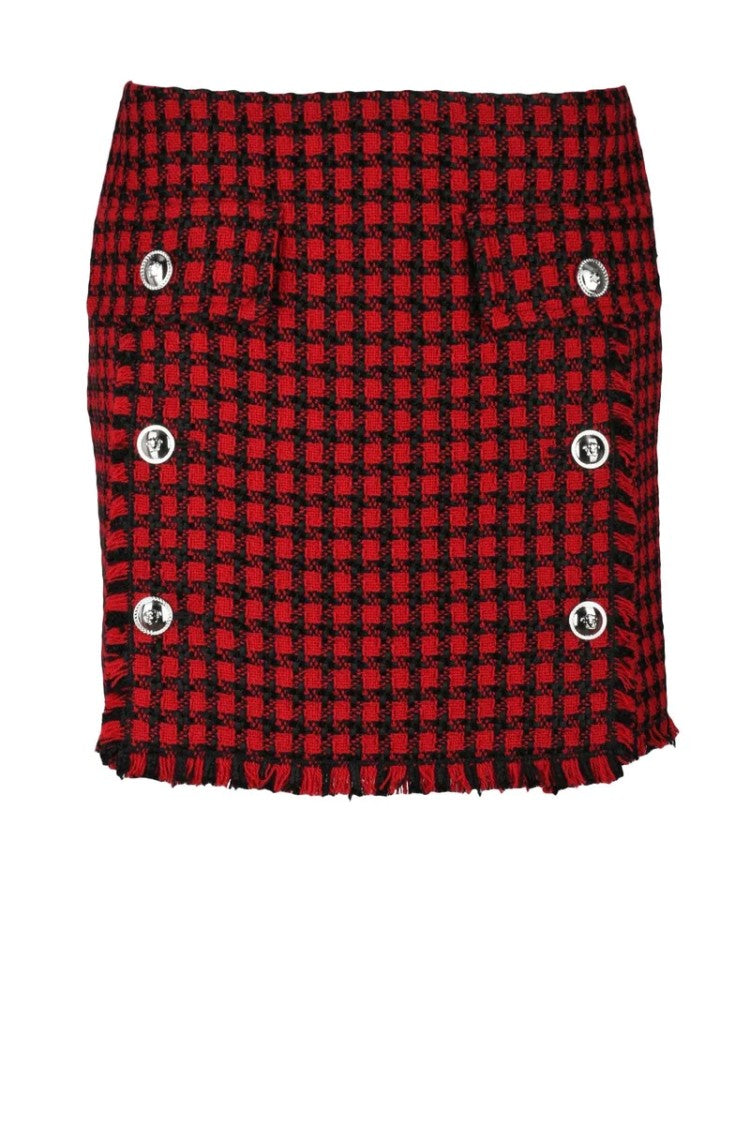 Versace Collection Mini Bouclé Skirt - Red/Black