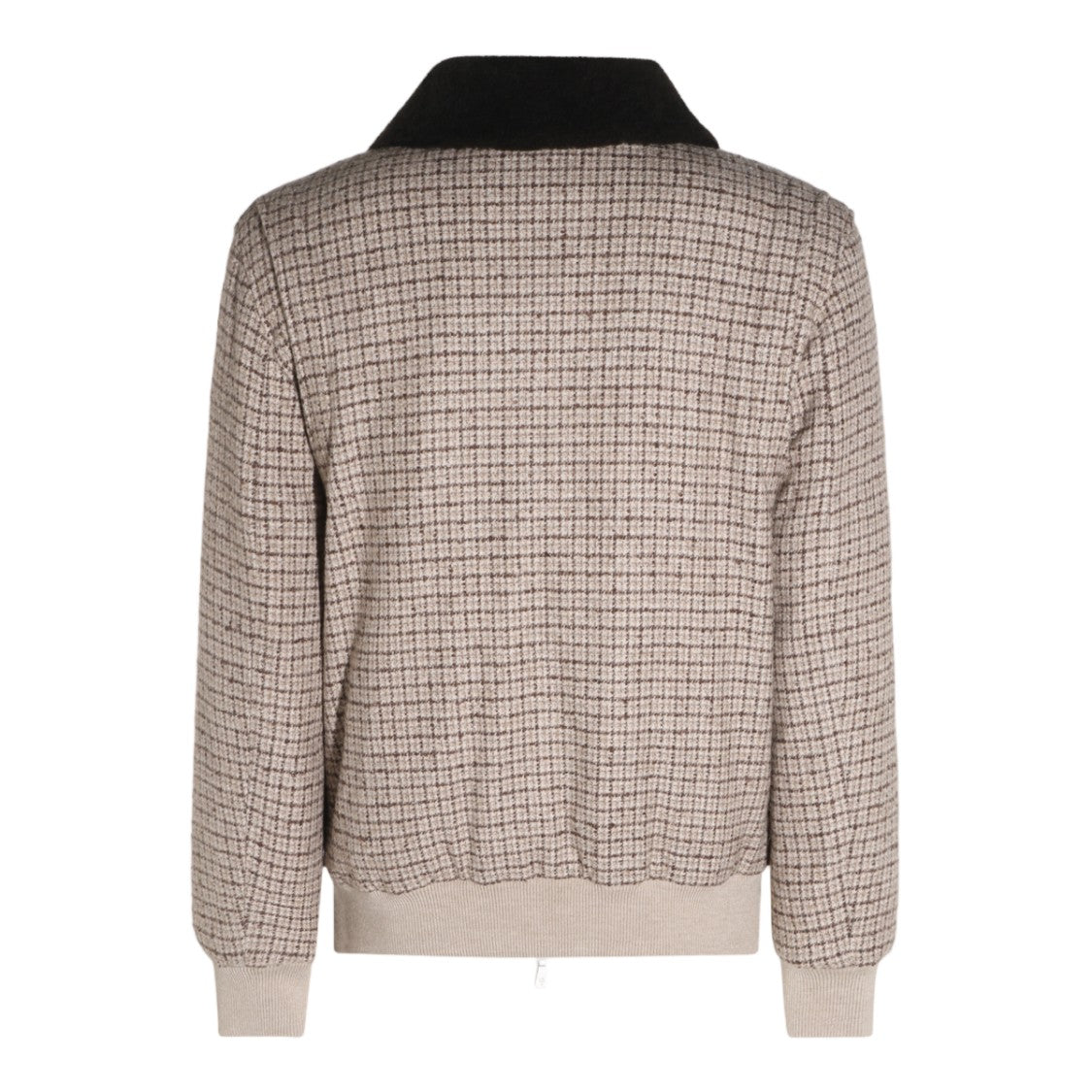 Eleventy Checkered Jacket With Black Shearling Collar