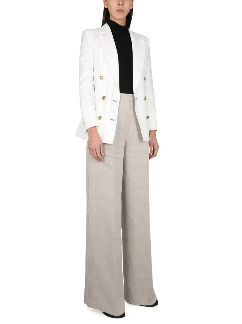 Max Mara Double-Breasted Flax Linen Jacket With Timeless Tailored Silhouette