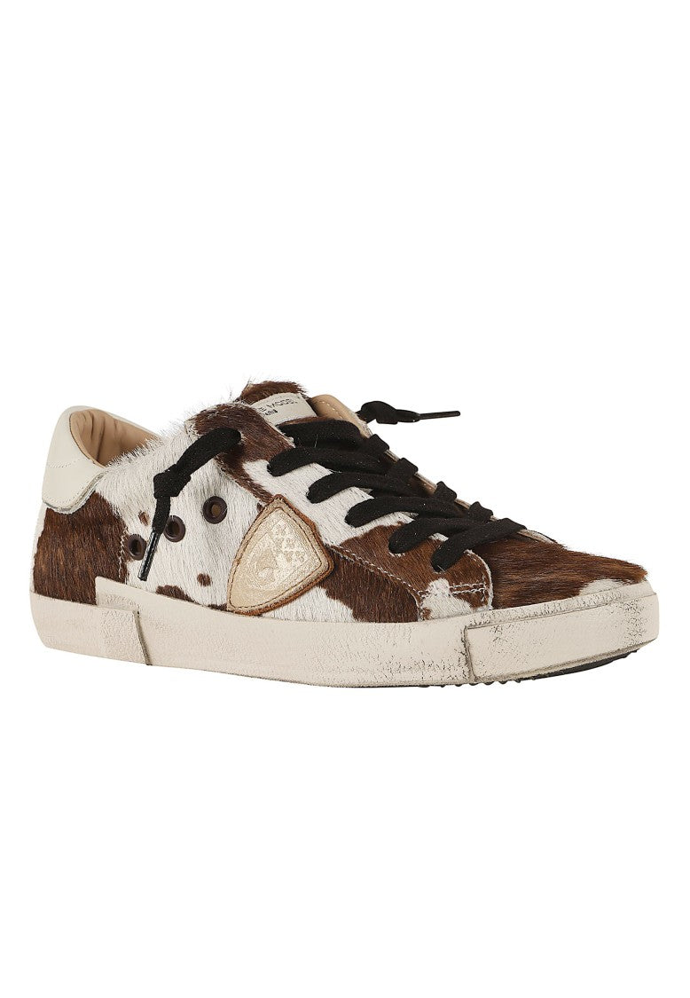 Philippe Model Prsx Low Cow-Print Calf-Hair Low-Top Sneakers