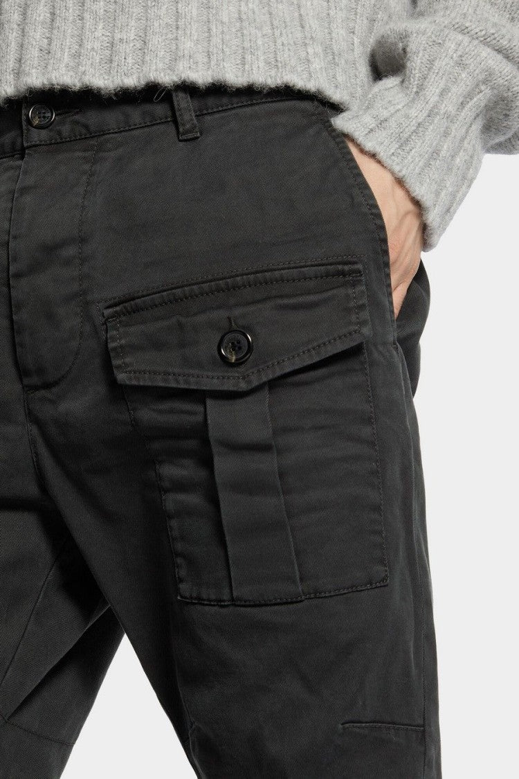 Dsquared2 Black Flap Cargo Pocket Tapered Cotton Cargo Pants