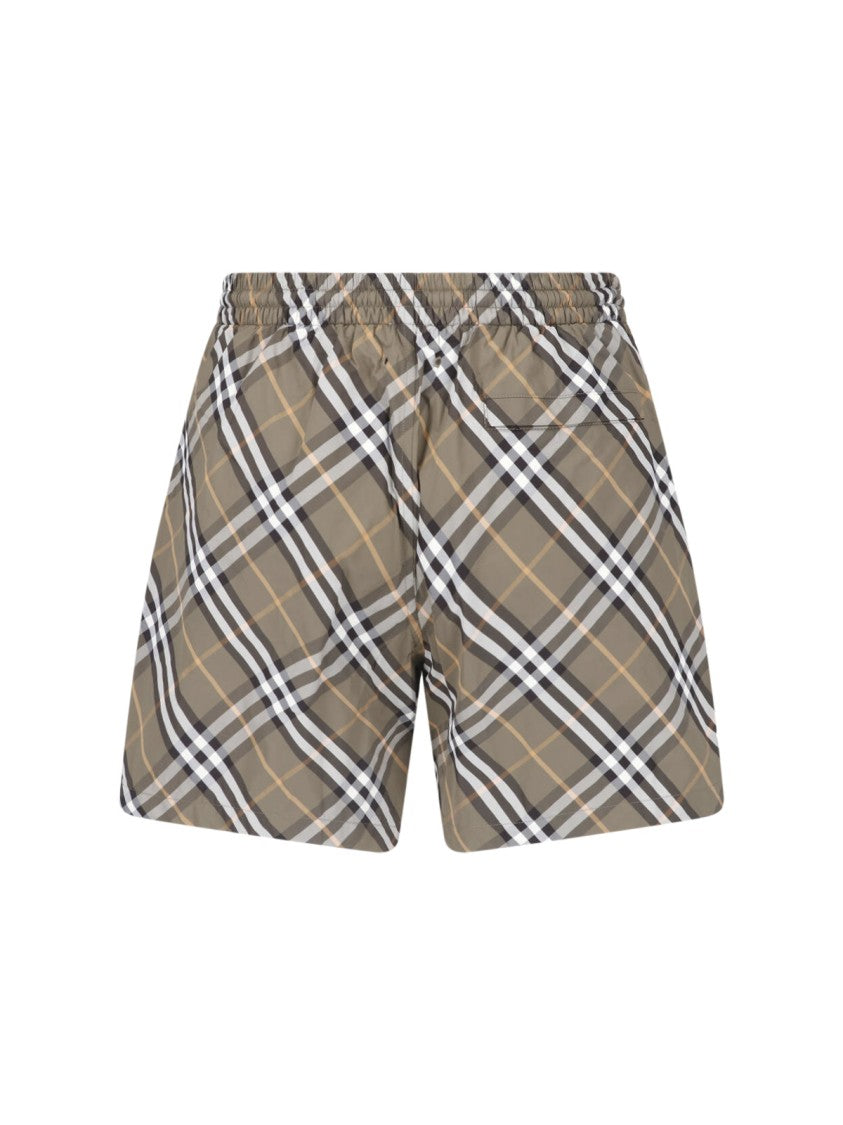 Burberry Brown Check Print Swim Shorts