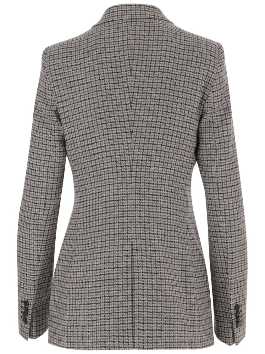 Tagliatore Grey Wool-Blend Checked Double-Breasted Blazer