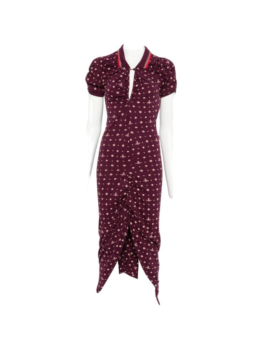Vivienne Westwood Midi Dress With Floral Pattern And Asymmetrical Hemline