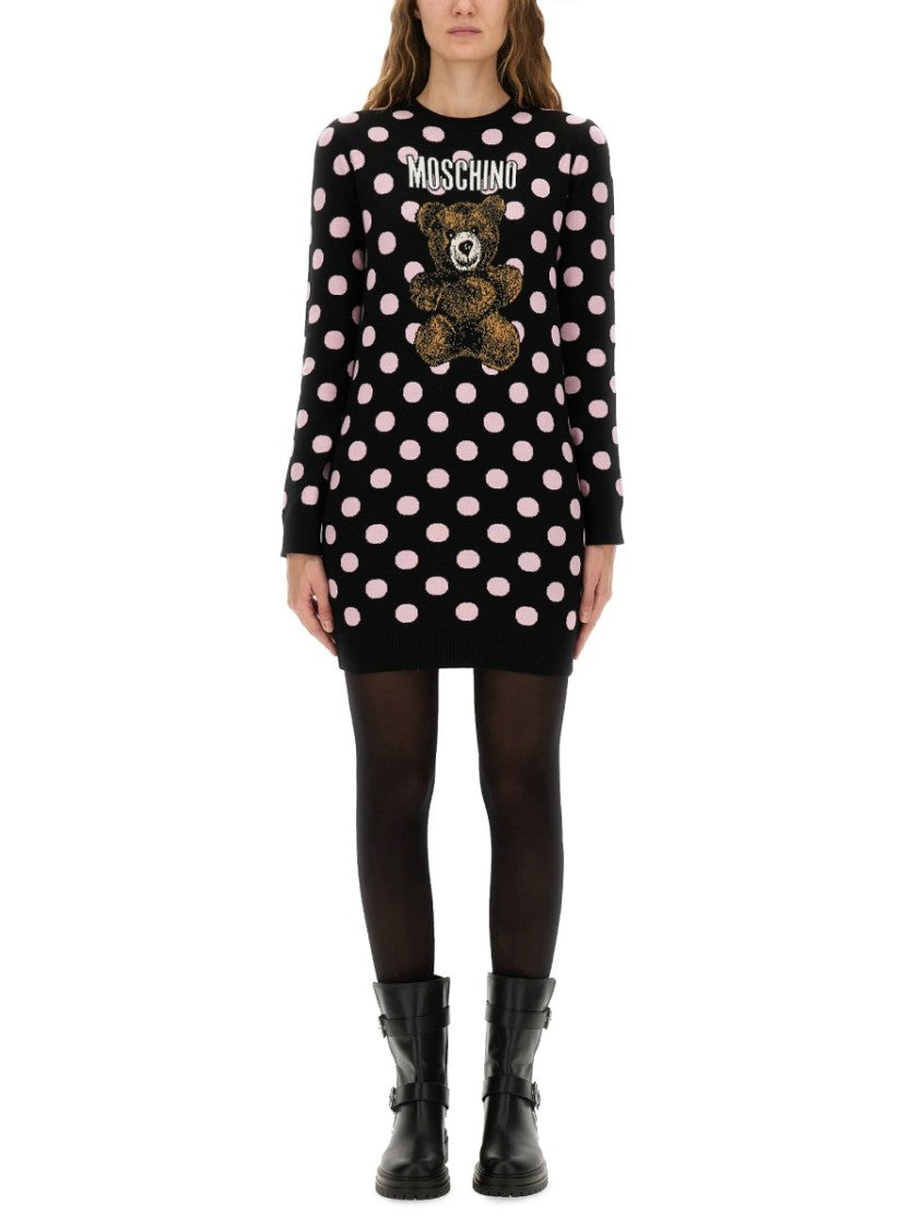 Moschino Polka Dot Dress With Logo