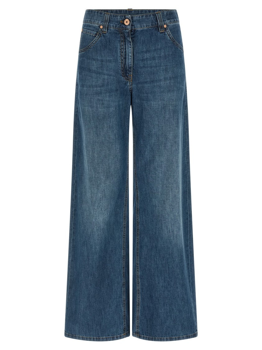 Brunello Cucinelli Light Stonewashed Wide Leg Jeans