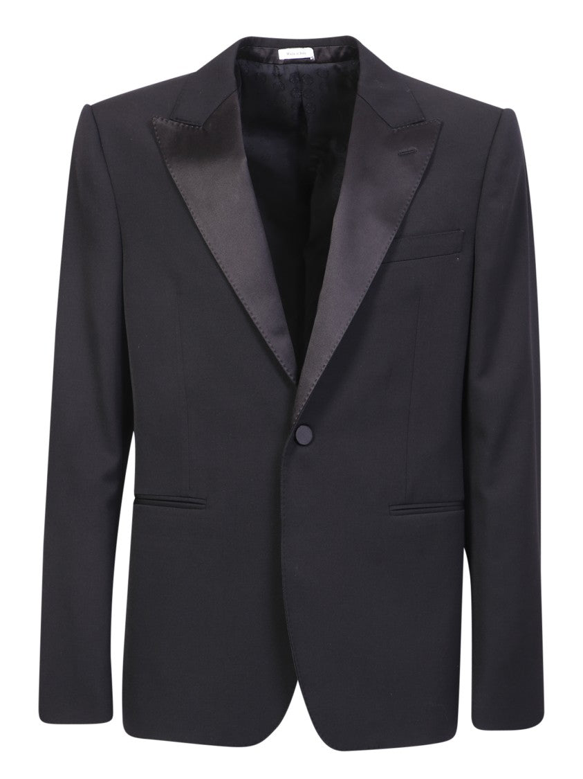 Alexander Mcqueen Black Single-Breasted Tailored Jacket Blazer