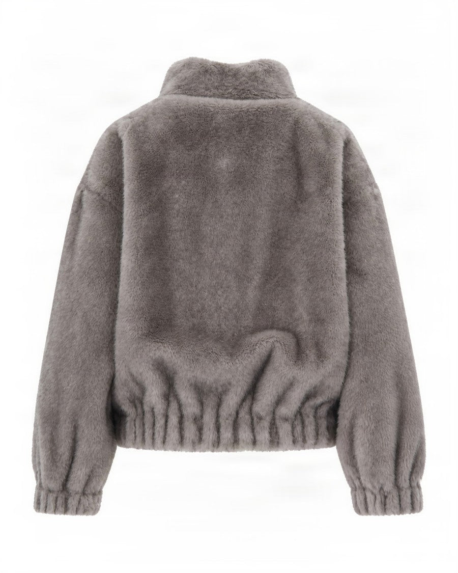 Liu Jo Plush Faux Fur Snap-Button Jacket