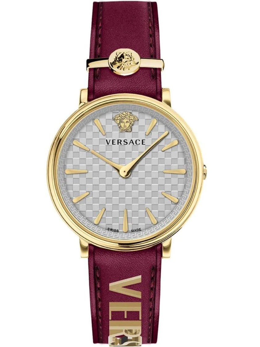 Versace Greca Logo 38Mm Women's Analog Watch With Blue Leather Strap