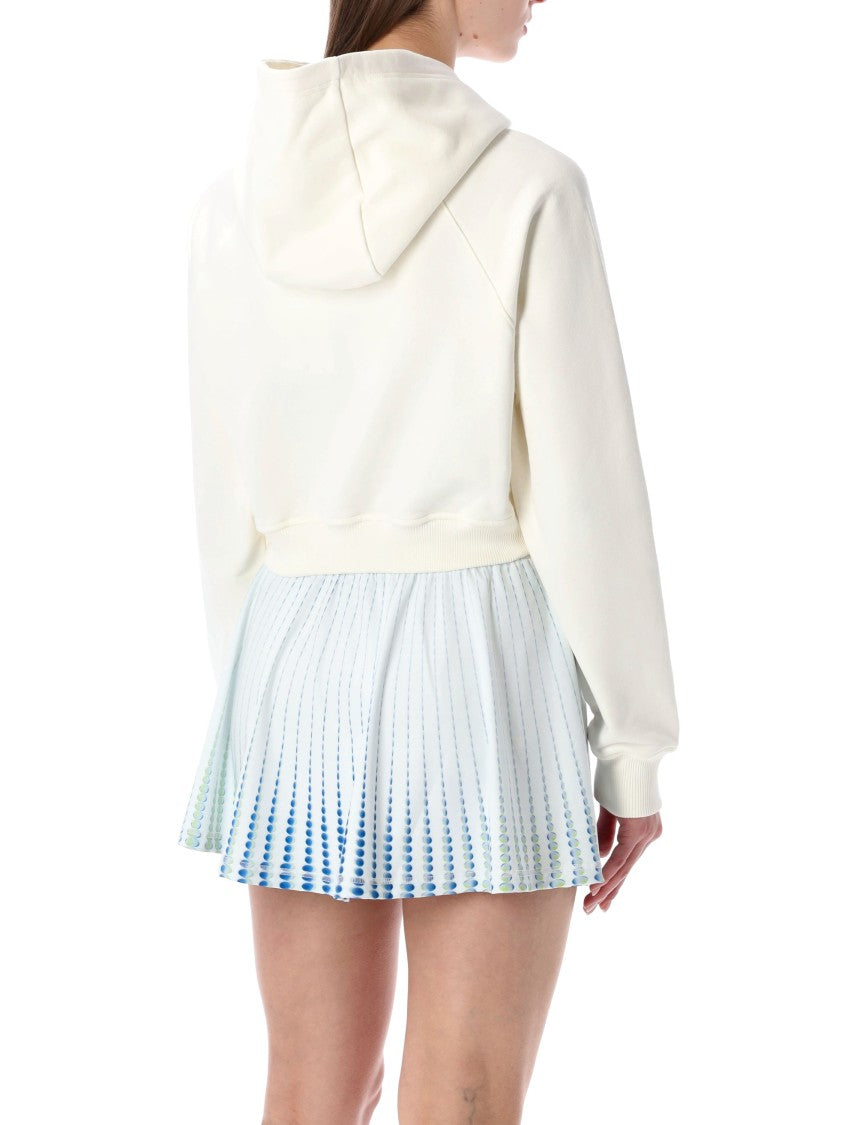 Casablanca Butterfly Cropped Cotton Hooded Sweatshirt