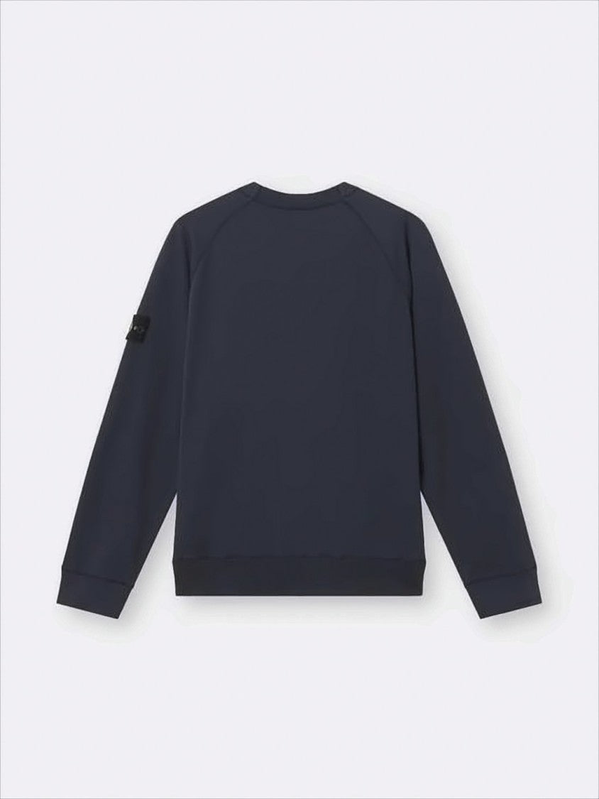 Stone Island Minimalist Long-Sleeve Crewneck Sweatshirt With Signature Patch