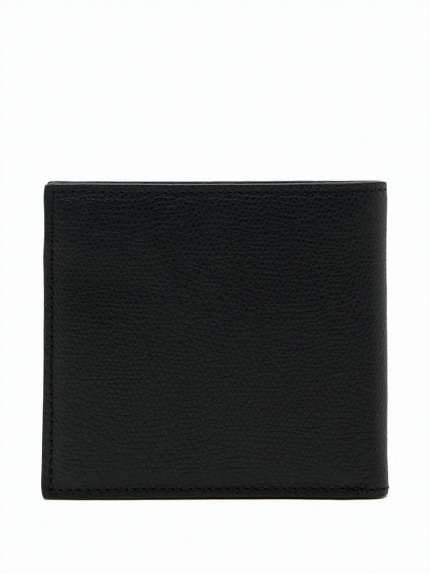 Bally Textured Calf Leather Bifold Wallet With Metallic Trim