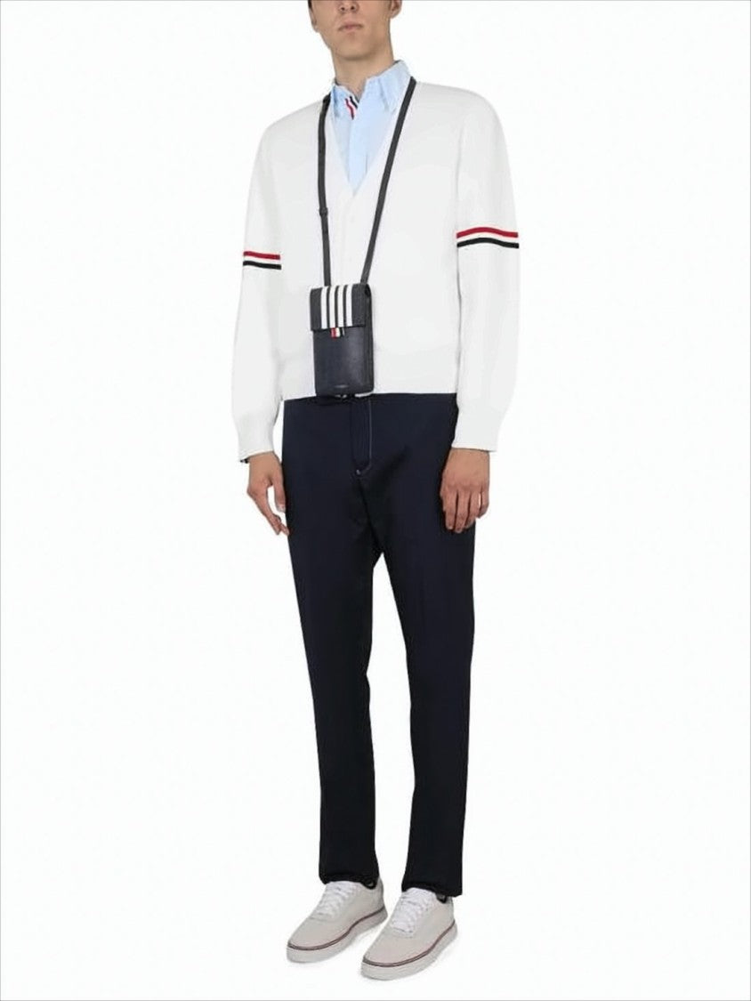 Thom Browne V-Neck Button Closure Cardigan With Contrasting Stripes