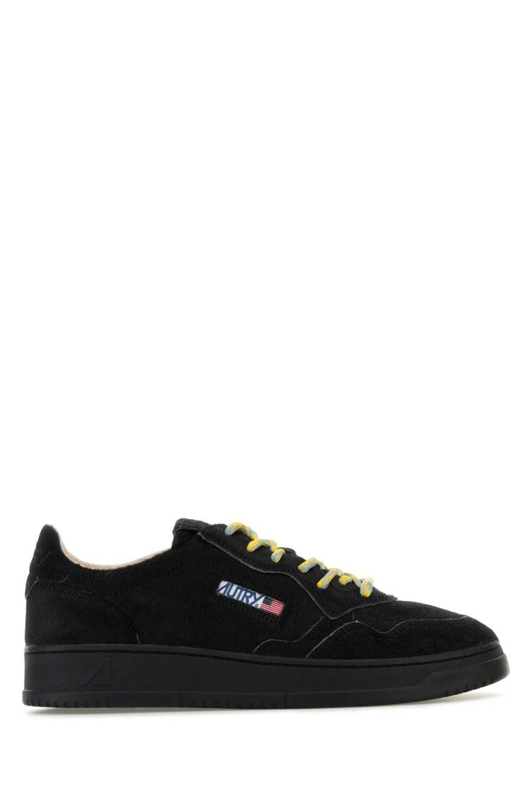 Autry Textured Black Calf Hair Medalist Sneakers