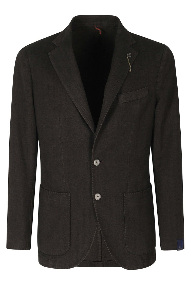 Santaniello Dark Brown Resca Frosted Cashmere-Cotton Blazer