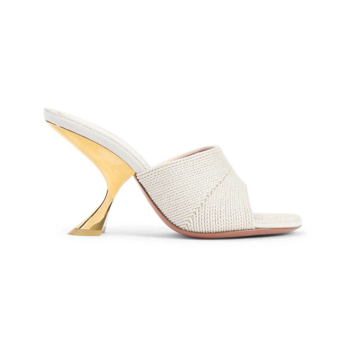 Amina Muaddi Textured Sandals With Gold Accented 9Cm Heel
