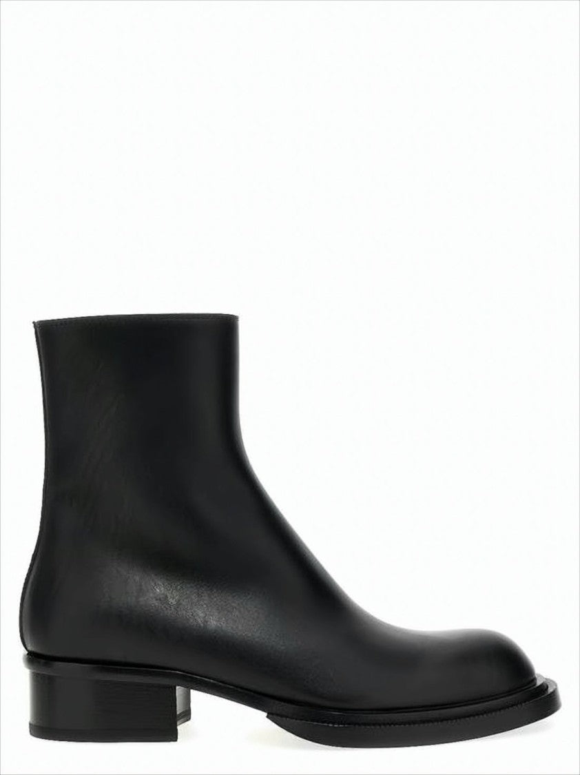 Alexander Mcqueen Black Ankle Boots With Elevated Block Heel