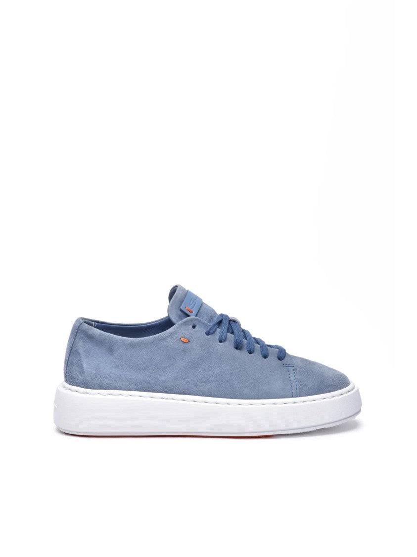 Santoni Blue Suede Rubber Women's Suede Sneakers