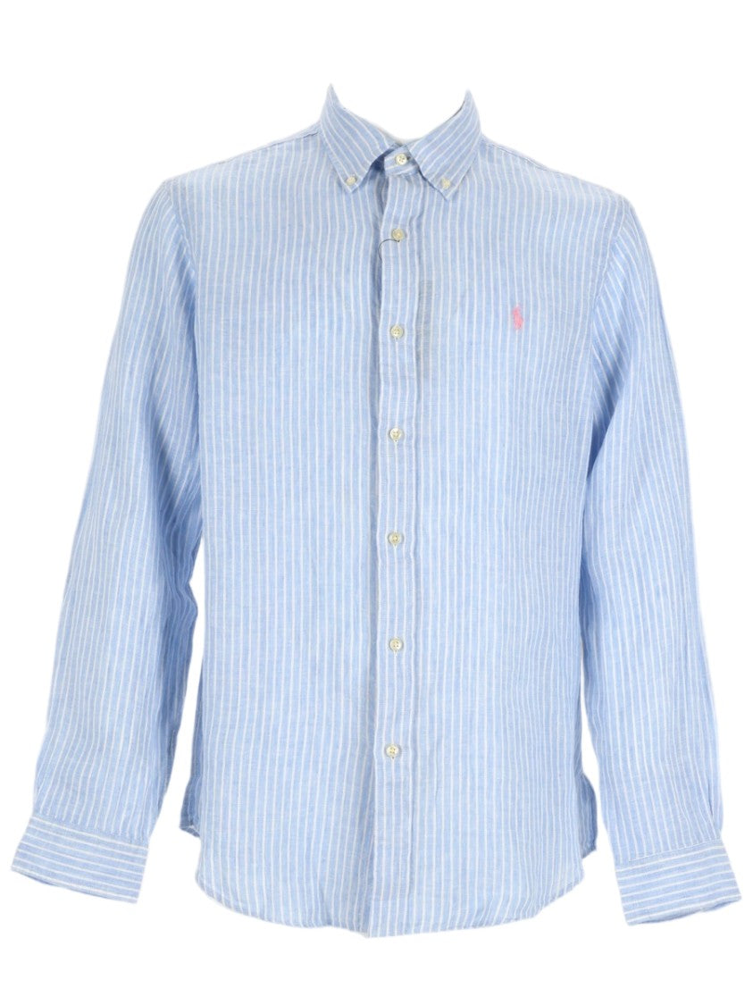 Polo Ralph Lauren Light Blue Striped Linen Shirt