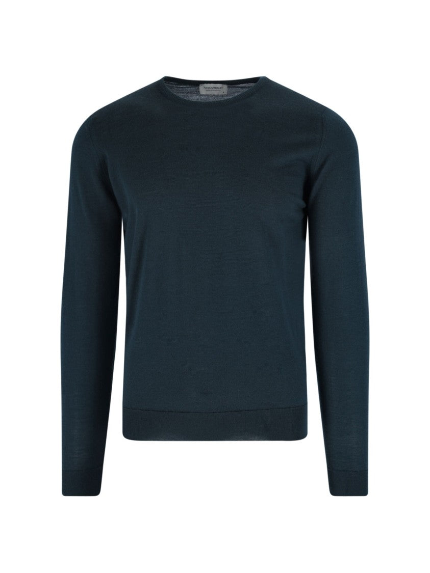 John Smedley Knit Green Sweater With Ribbed Cuffs And Timeless Design