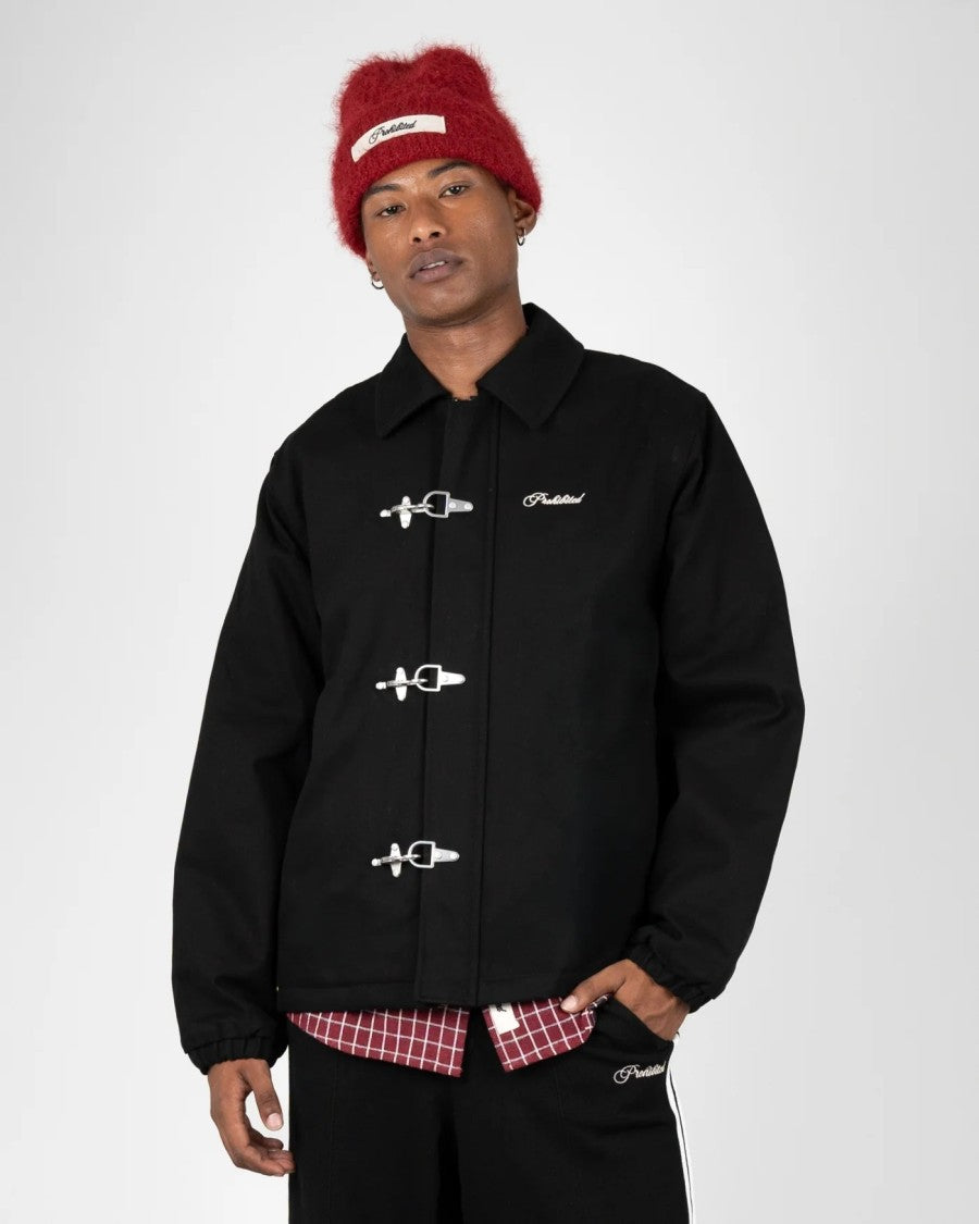 Prohibited Black Back In The Days Cotton Buckle Jacket