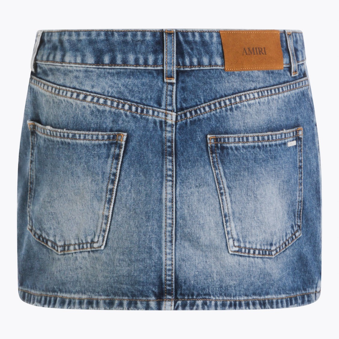 Amiri Knee-Length Blue Skirt With Smooth Texture