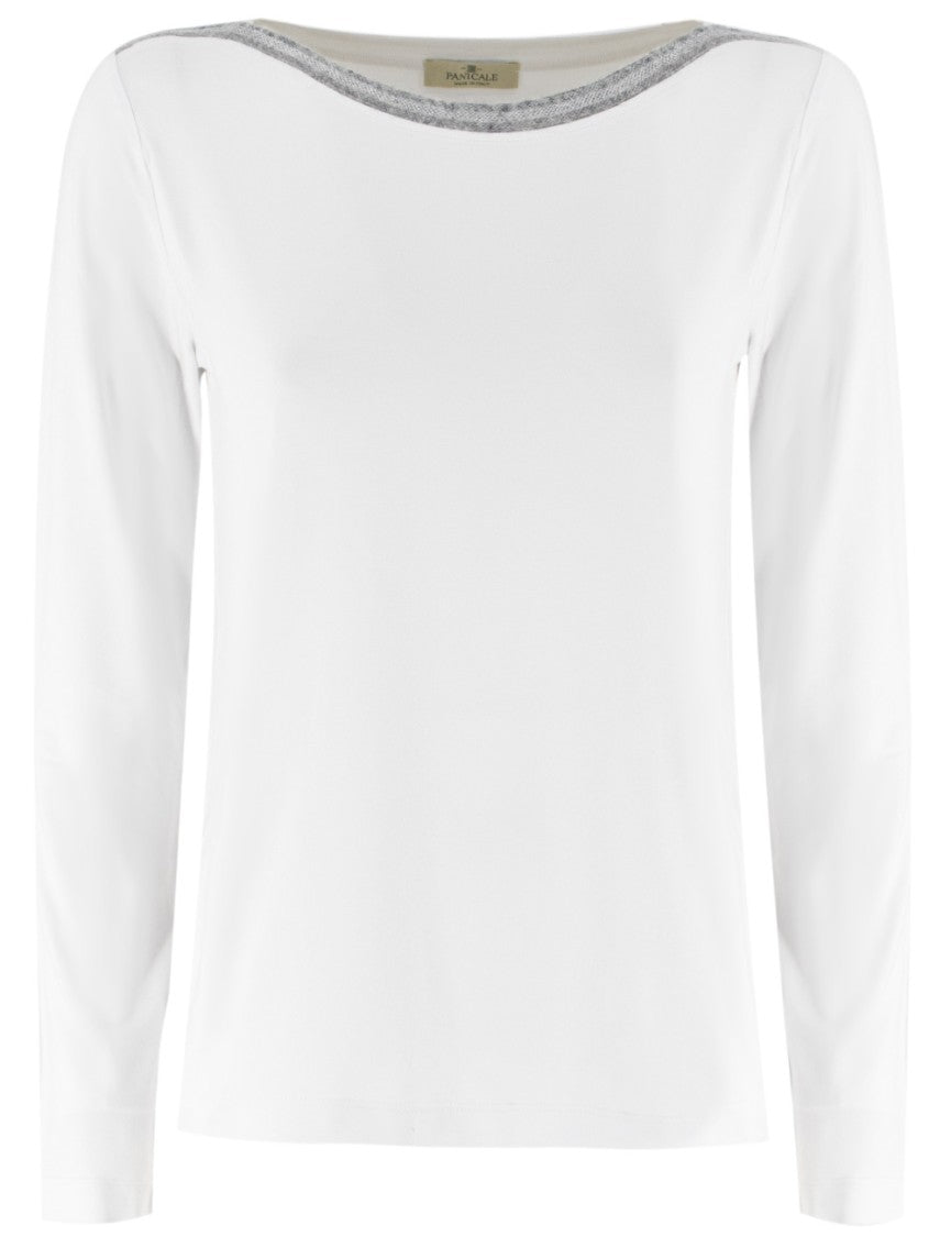 Panicale Boat Neckline Knit Sweater With Lurex Detailing