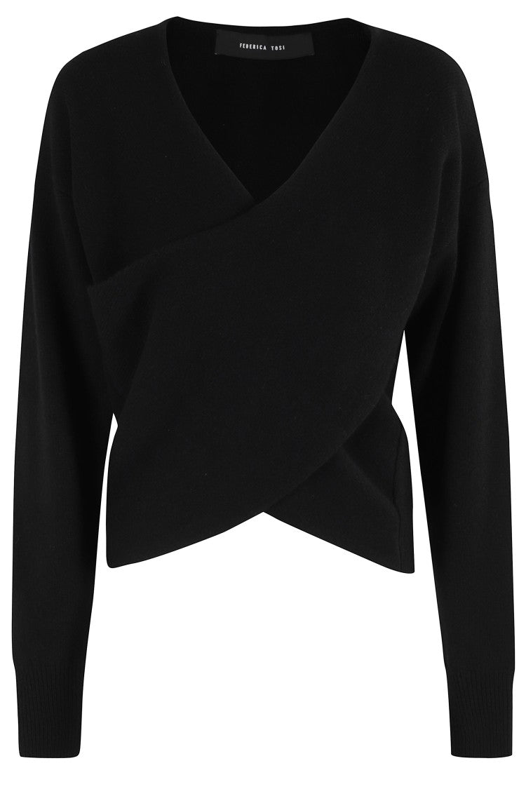 Federica Tosi V-Neck Knit Sweater In Fine Wool-Cashmere Blend
