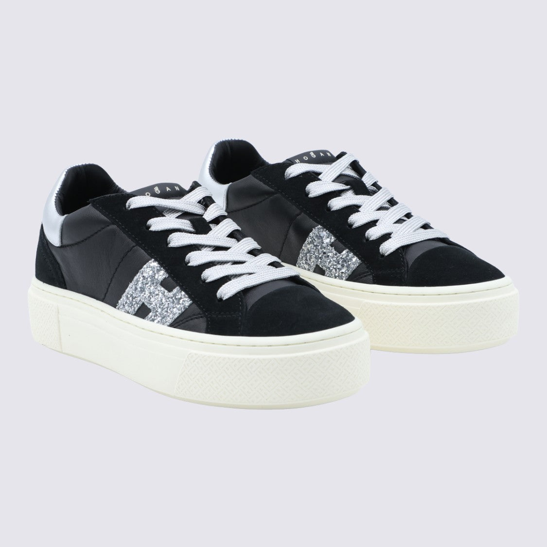 Hogan Black Sneakers With Silver Glitter Detail